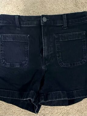Madewell Black Denim Jean Shorts with Front Patch Pockets